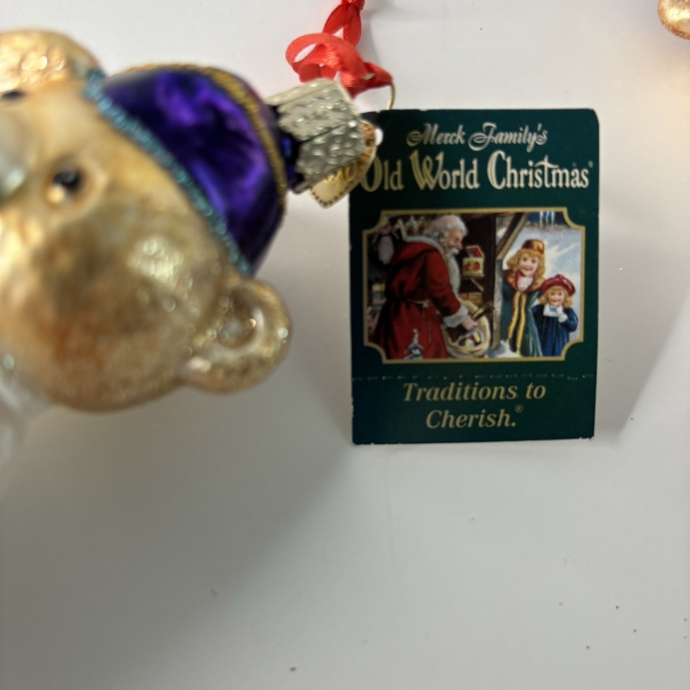 Lot Of 3 Old World Vetrans Bear Ornaments Christmas Blown Glass Salute Tradition - Picture 5 of 7